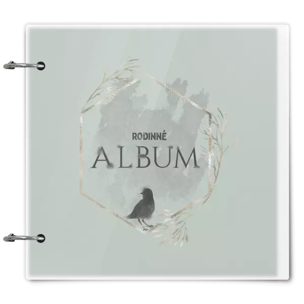 Plexi album se sponami Ptáček ve zlatém šestiúhelníku