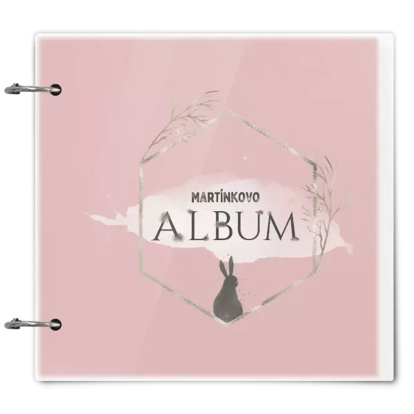 Plexi album se sponami Zajíc ve zlatém šestiúhelníku se jménem