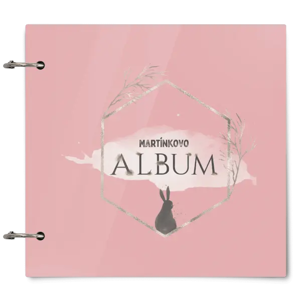 Plexi album se sponami Zajíc ve zlatém šestiúhelníku se jménem