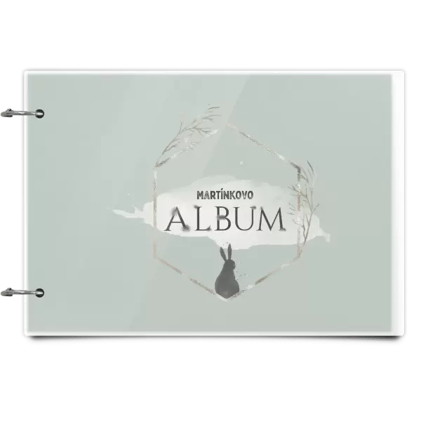Plexi album se sponami Zajíc ve zlatém šestiúhelníku se jménem