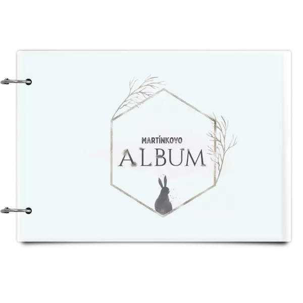 Plexi album se sponami Zajíc ve zlatém šestiúhelníku se jménem