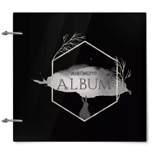 Plexi album se sponami Zajíc ve zlatém šestiúhelníku se jménem
