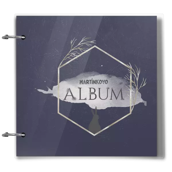 Plexi album se sponami Zajíc ve zlatém šestiúhelníku se jménem