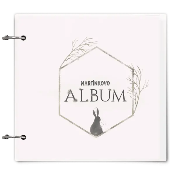 Plexi album se sponami Zajíc ve zlatém šestiúhelníku se jménem