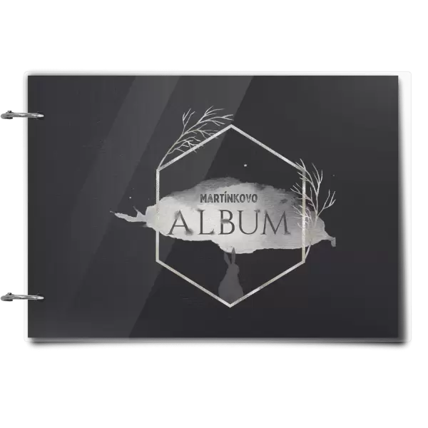 Plexi album se sponami Zajíc ve zlatém šestiúhelníku se jménem