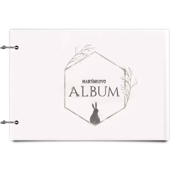 Plexi album se sponami Zajíc ve zlatém šestiúhelníku se jménem