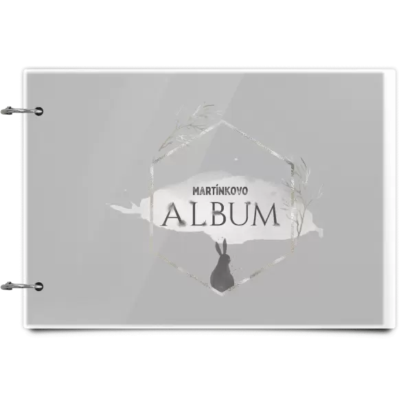 Plexi album se sponami Zajíc ve zlatém šestiúhelníku se jménem