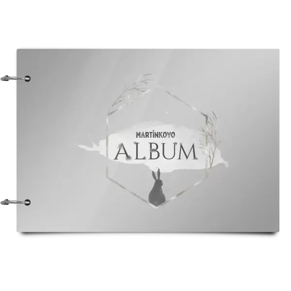 Plexi album se sponami Zajíc ve zlatém šestiúhelníku se jménem