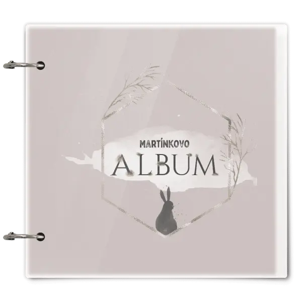 Plexi album se sponami Zajíc ve zlatém šestiúhelníku se jménem