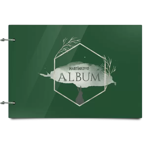 Plexi album se sponami Zajíc ve zlatém šestiúhelníku se jménem