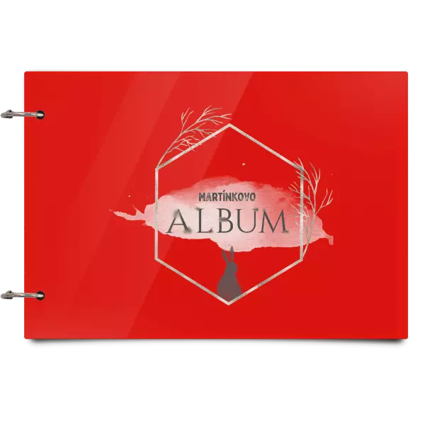 Plexi album se sponami Zajíc ve zlatém šestiúhelníku se jménem