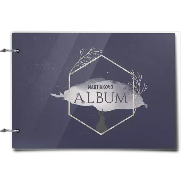 Plexi album se sponami Zajíc ve zlatém šestiúhelníku se jménem