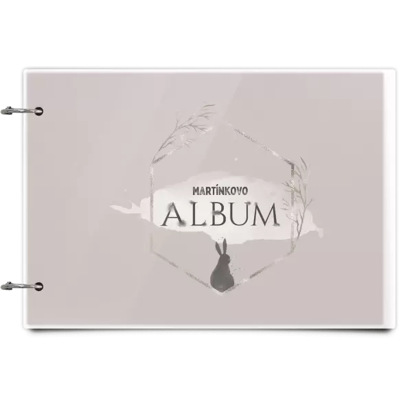 Plexi album se sponami Zajíc ve zlatém šestiúhelníku se jménem