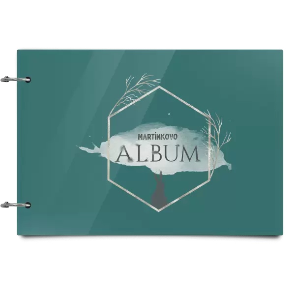 Plexi album se sponami Zajíc ve zlatém šestiúhelníku se jménem