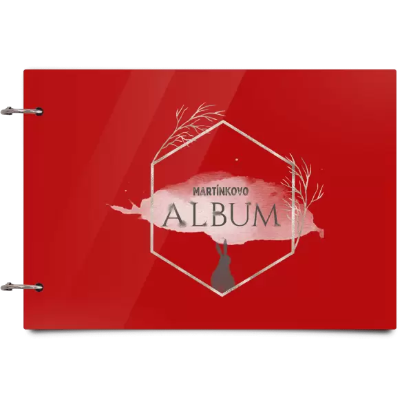 Plexi album se sponami Zajíc ve zlatém šestiúhelníku se jménem