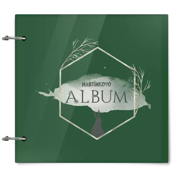 Plexi album se sponami Zajíc ve zlatém šestiúhelníku se jménem