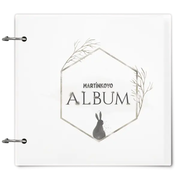 Plexi album se sponami Zajíc ve zlatém šestiúhelníku se jménem