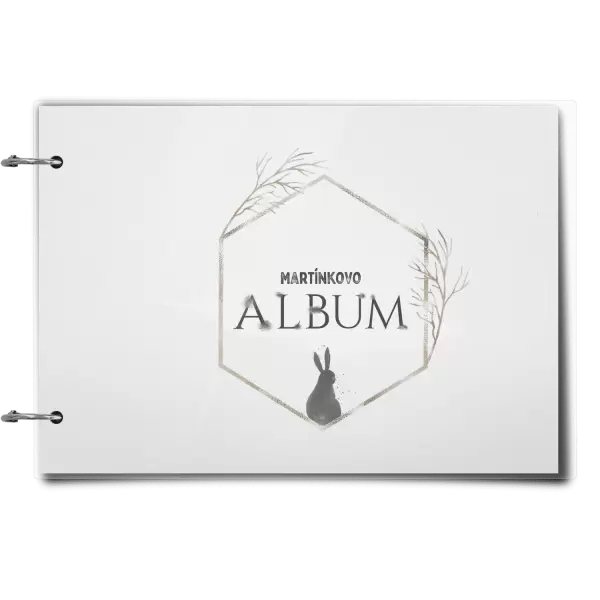 Plexi album se sponami Zajíc ve zlatém šestiúhelníku se jménem