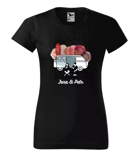 Dámské tričko Podzimní kempování - vlastní jména