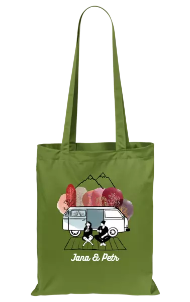 Látková taška Podzimní kempování - vlastní jména