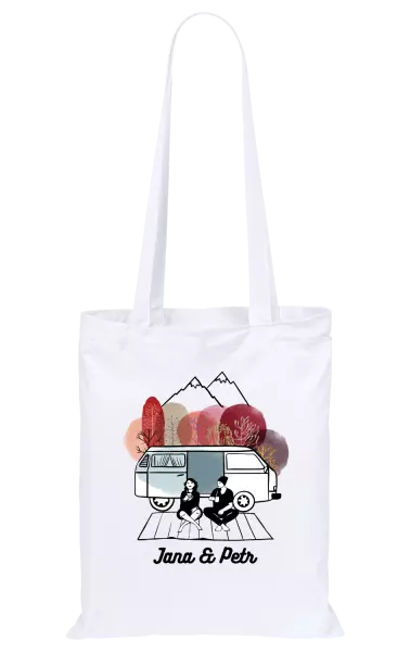 Látková taška Podzimní kempování - vlastní jména