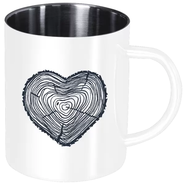Nerezový hrnek Pařez srdce