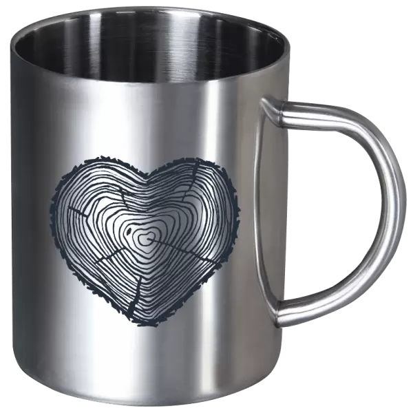 Nerezový hrnek Pařez srdce