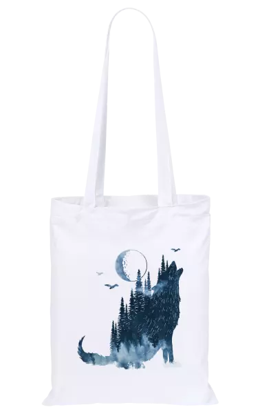 Látková taška Vlk v mlhe