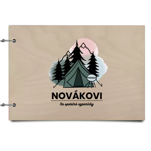 Dřevěné album se sponami Stanování