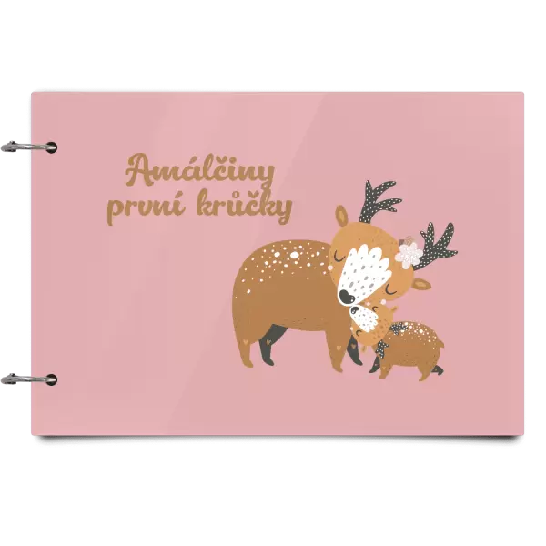 Plexi album se sponami První krůčky se jménem - srnky