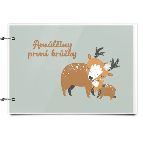 Plexi album se sponami První krůčky se jménem - srnky