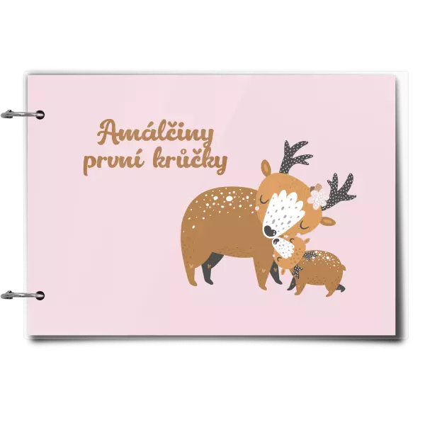Plexi album se sponami První krůčky se jménem - srnky