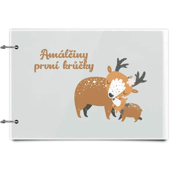 Plexi album se sponami První krůčky se jménem - srnky