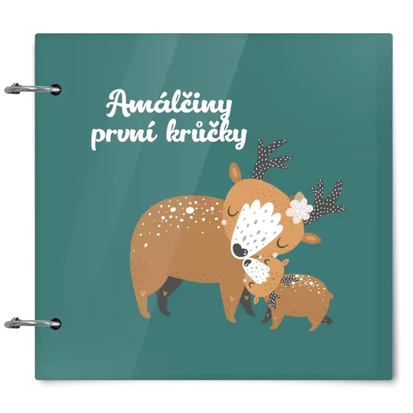 Plexi album se sponami První krůčky se jménem - srnky