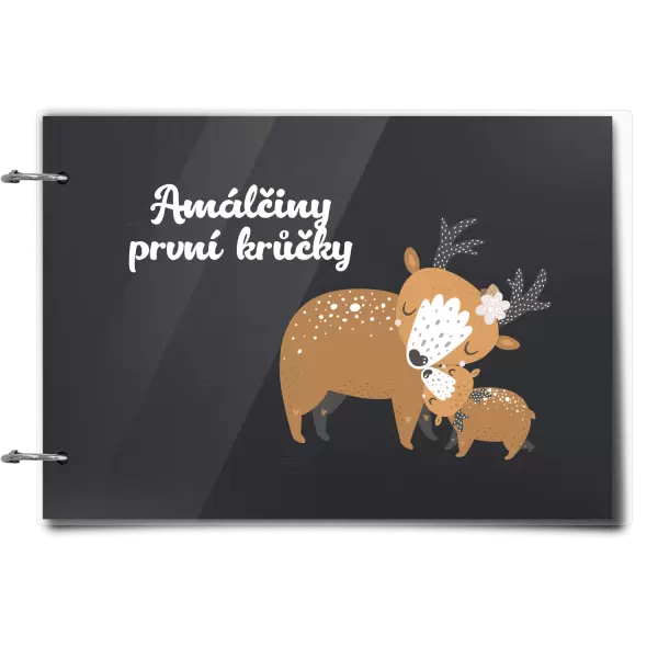 Plexi album se sponami První krůčky se jménem - srnky