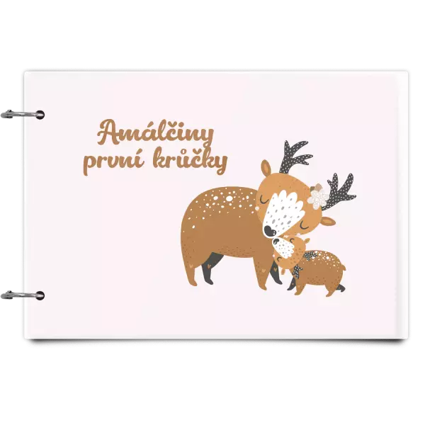 Plexi album se sponami První krůčky se jménem - srnky
