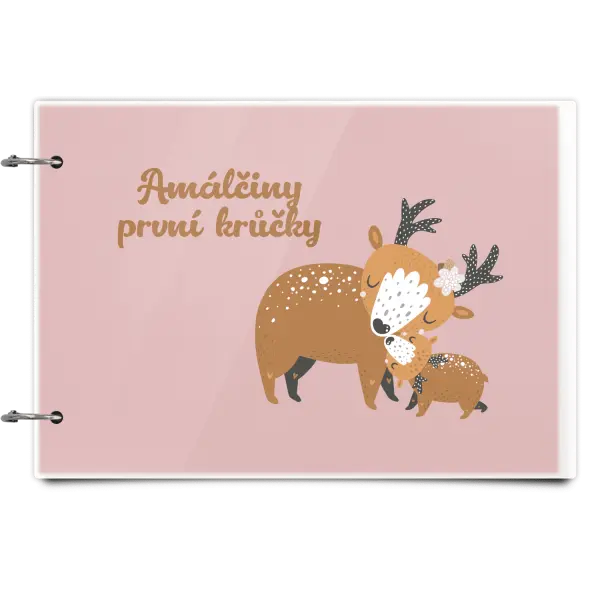 Plexi album se sponami První krůčky se jménem - srnky