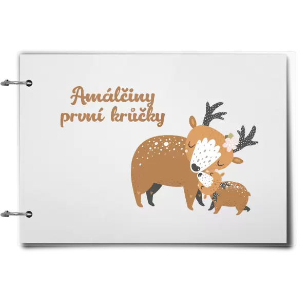 Plexi album se sponami První krůčky se jménem - srnky