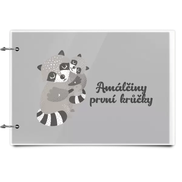 Plexi album se sponami První krůčky se jménem - mývalové