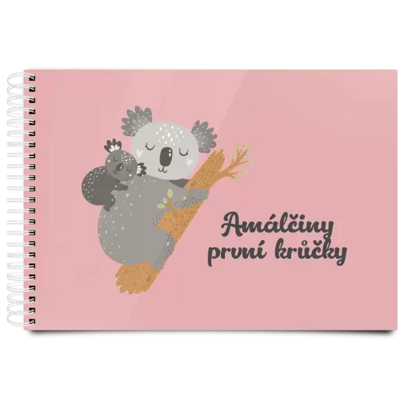 Plexi album s kroužkovou vazbou První krůčky se jménem - koala