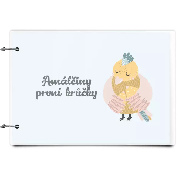 Plexi album se sponami První krůčky se jménem - kuřátka