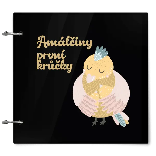 Plexi album se sponami První krůčky se jménem - kuřátka