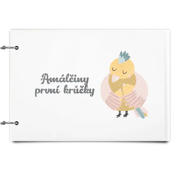 Plexi album se sponami První krůčky se jménem - kuřátka