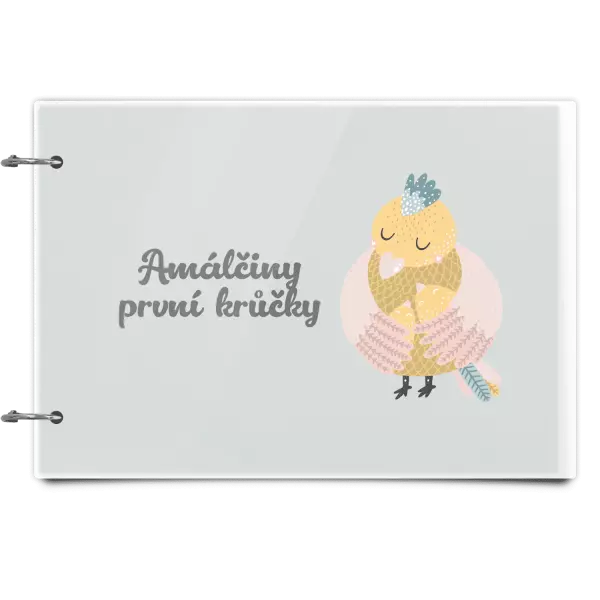 Plexi album se sponami První krůčky se jménem - kuřátka