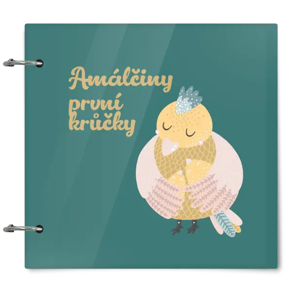 Plexi album se sponami První krůčky se jménem - kuřátka