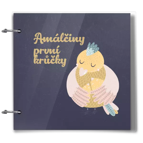 Plexi album se sponami První krůčky se jménem - kuřátka