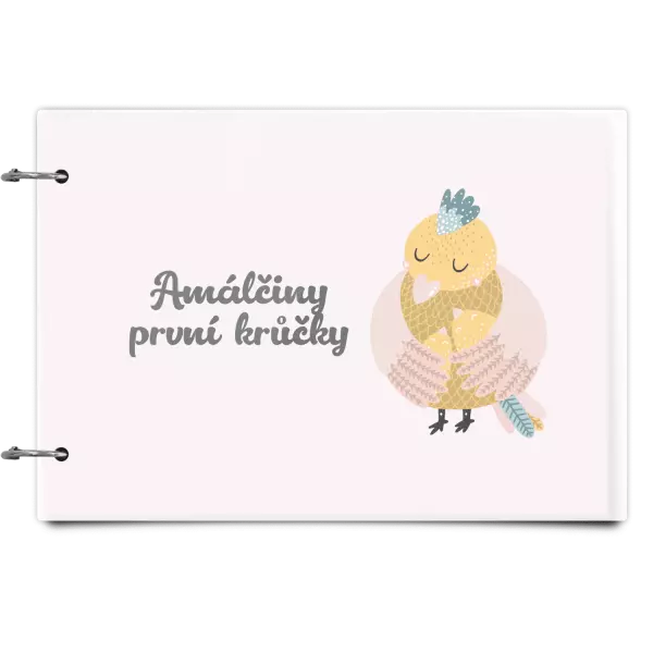 Plexi album se sponami První krůčky se jménem - kuřátka