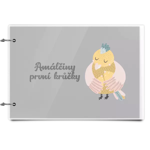 Plexi album se sponami První krůčky se jménem - kuřátka