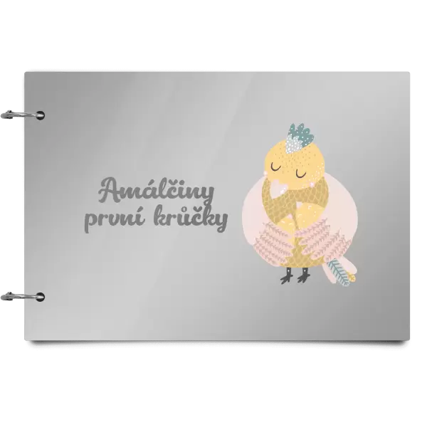 Plexi album se sponami První krůčky se jménem - kuřátka