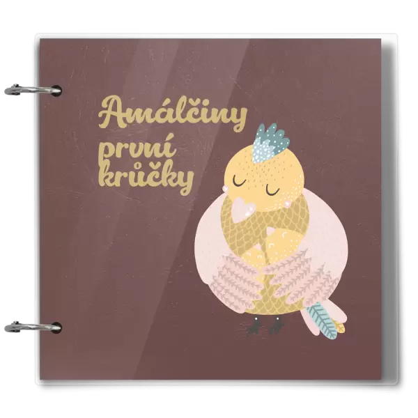 Plexi album se sponami První krůčky se jménem - kuřátka